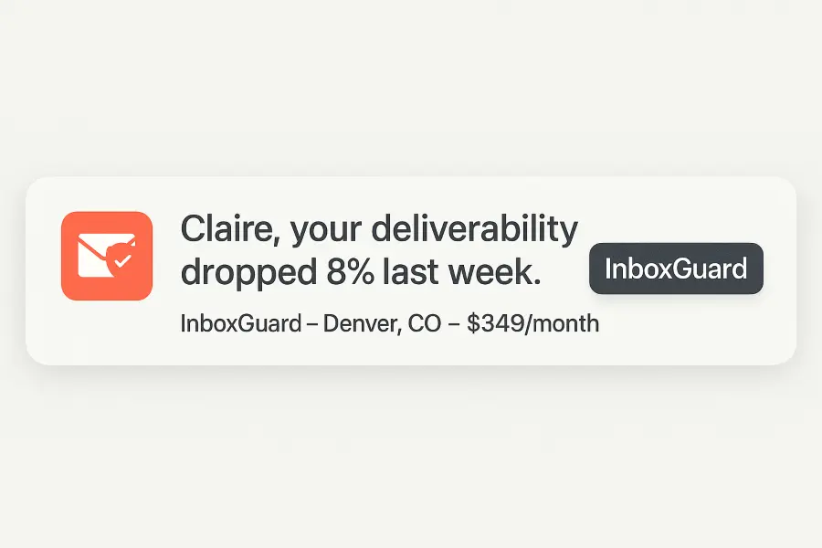 Email marketers InboxGuard Notification Banner