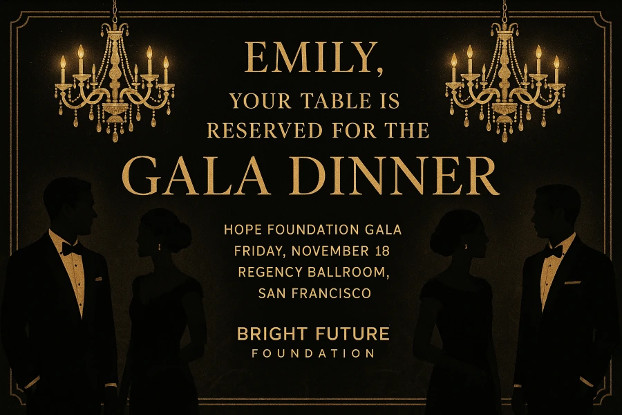 Event organizers Gala Dinner Invitation