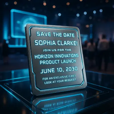 Futuristic product launch invitation