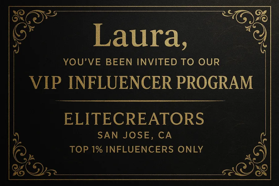 Influencer marketer VIP Influencer Invitation