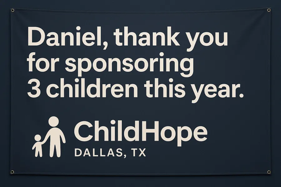 Non profit org ChildHope Sponsorship Gratitude