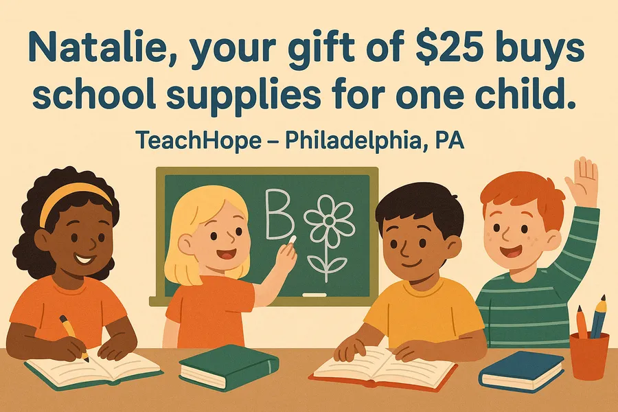 Non profit org TeachHope School Donation