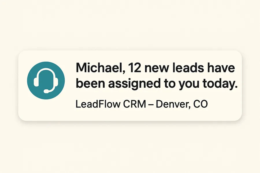 Sales teams CRM Notification Banner