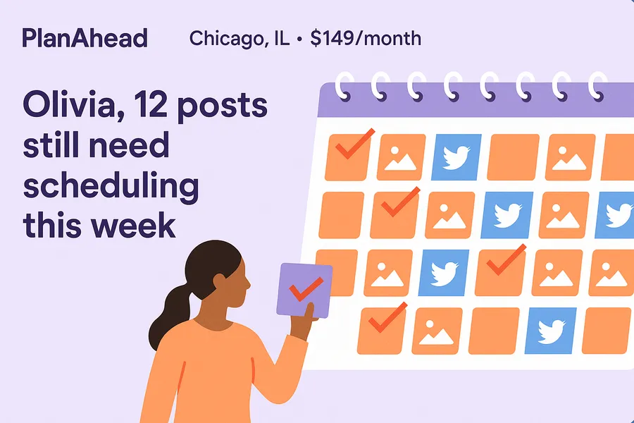 Social media managers Olivia's Schedule Reminder